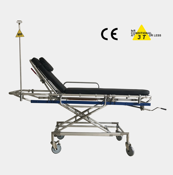 MRI compatible patient bed/ height adjustable