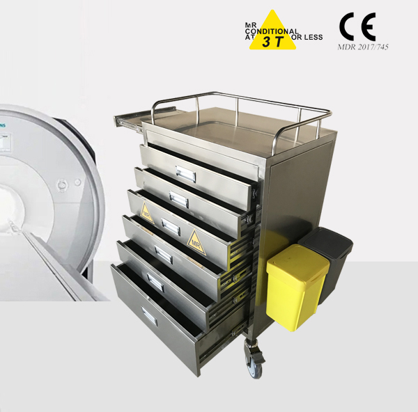 MRI 6 drawer emergency cart for MR room use /for 1.5T amd 3.0T MR equipment like brand GE, PHILIPS, SIMENS