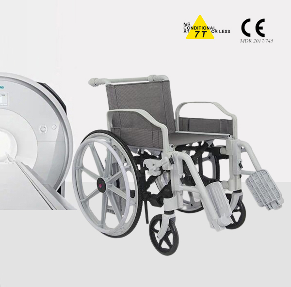 MR plastic wheelchair for 3.0T MR equipment MR room use