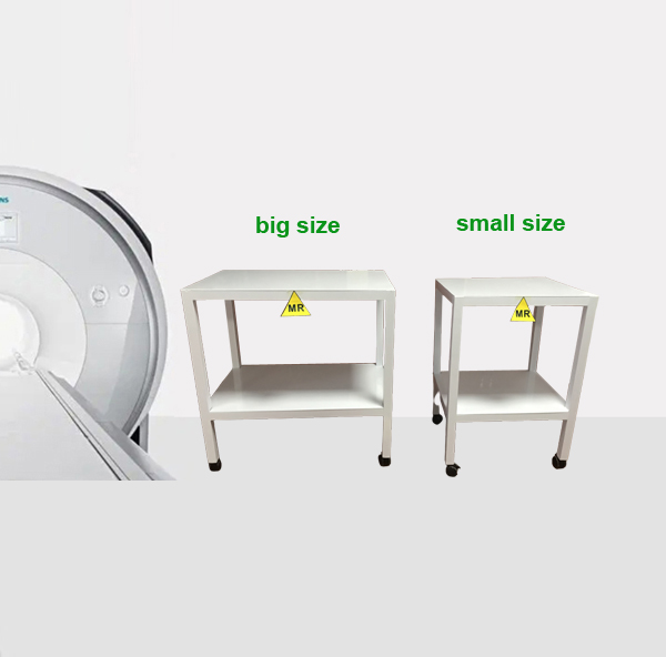 Non-magnetic MR instrument trolley for MR room use