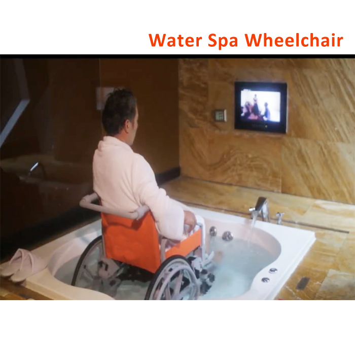 Water Spa wheelchair for disabled people with rehabilitation treatment