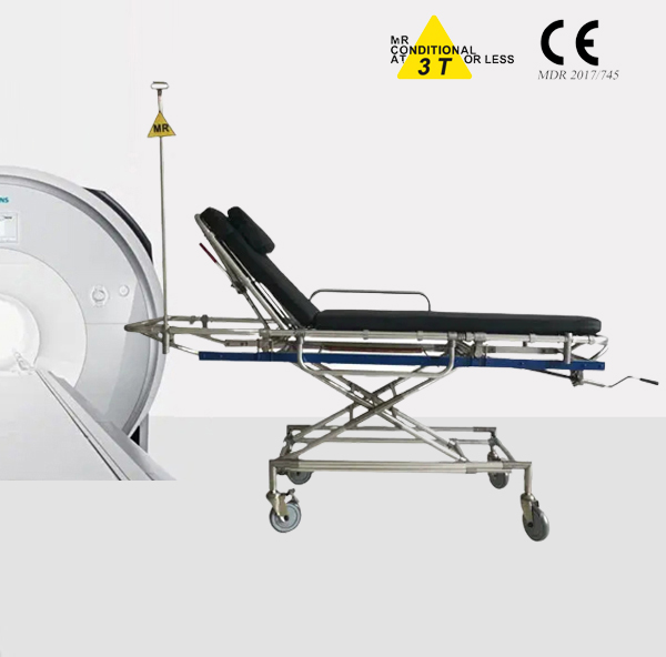 China height adjustable MR stretcher trolley manufacturer for use Magnetic Resonance Room/MRI