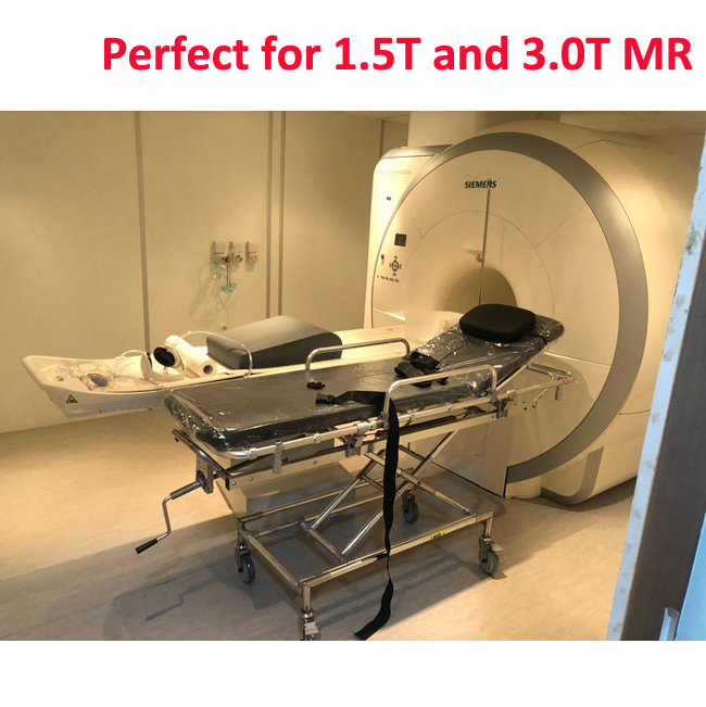 China height adjustable MR stretcher trolley manufacturer for use Magnetic Resonance Room/MRI