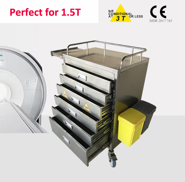 Non-magnetic emergency cart / MR-conditional to 1.5T and 3.0T MR equipment