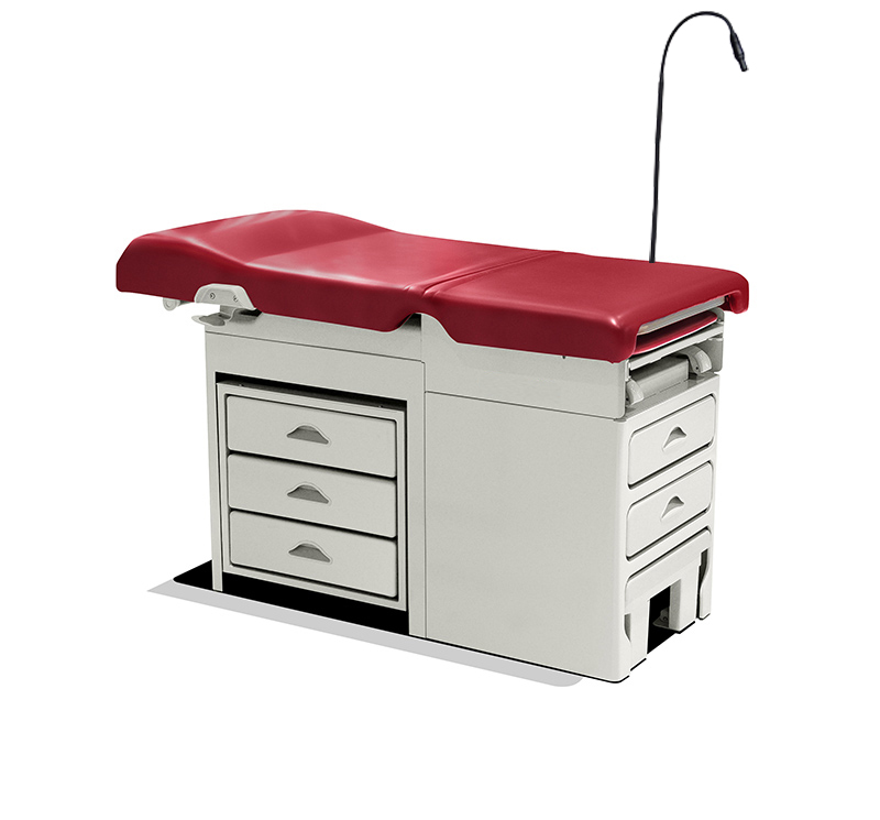 Midmark Ritter similar type manual gynecological table with drawers and lamp