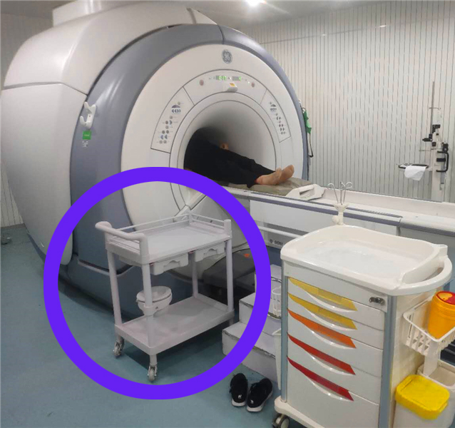 Plastic Non-Magnetic MRI Utility Cart for MR use