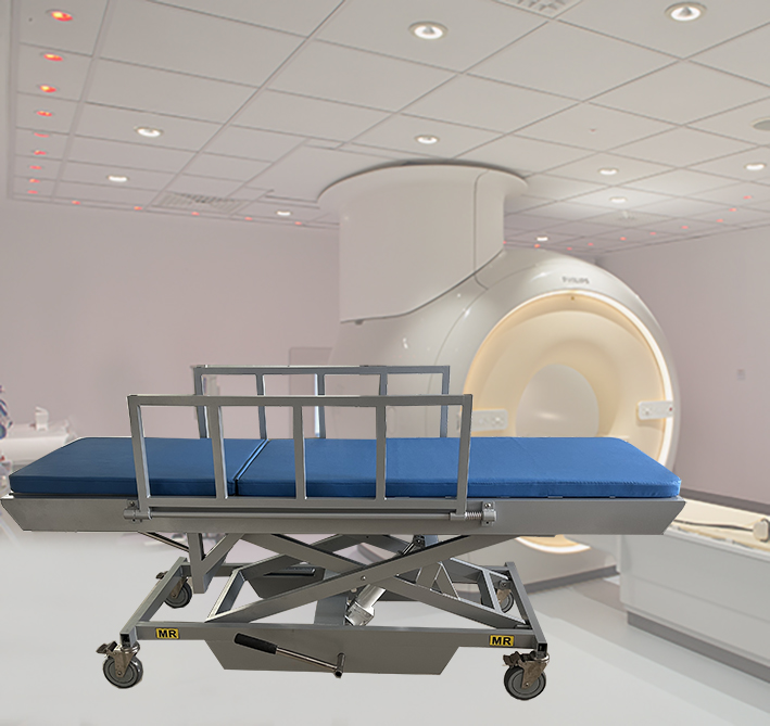 MRI Adjustable Height Stretcher Foot Operated for MR room use