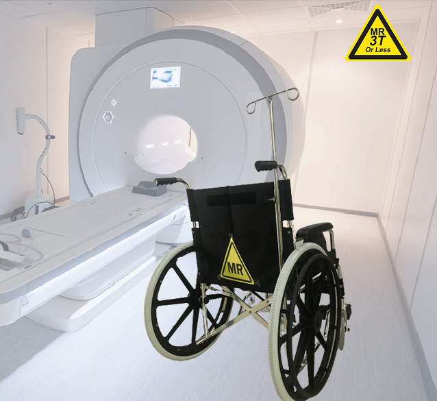 Anti-magnetic wheelchair for MR room use /MRI compatible wheelchair with loading capacity 135kgs