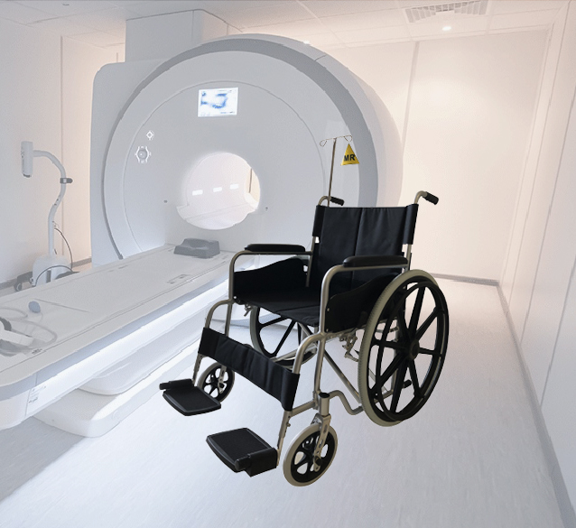 Anti-magnetic wheelchair for MR room use /MRI compatible wheelchair with loading capacity 135kgs