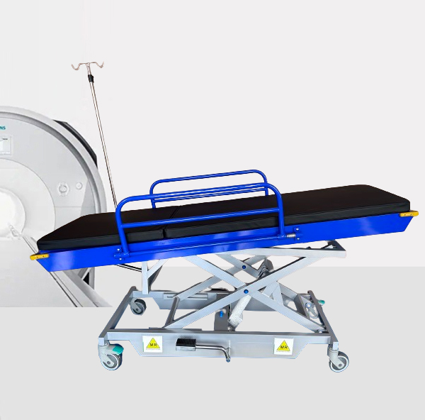 MRI HEIGHT-ADJUSTABLE HYDRAULIC STRETCHER / TROLLEY / NON-MAGNETIC