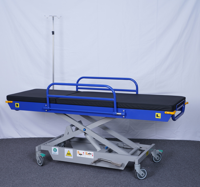 Non-magnetic hydraulic height adjustable stretcher trolley/ MR compatible/ suitable for 1.5T and 3.0T MR equipment