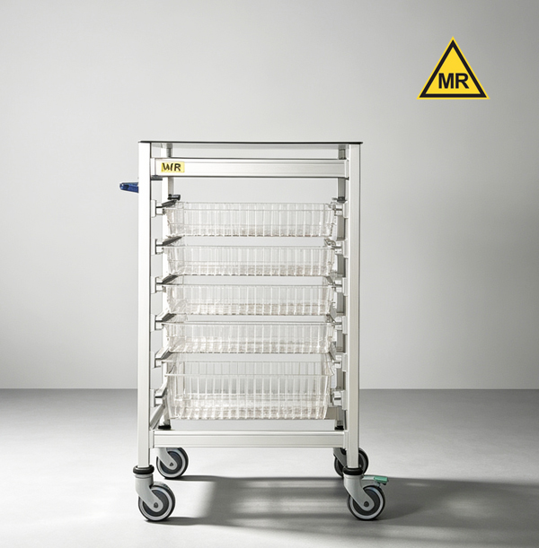 Non-magnetic MRI Storage trolley for 5 pcs baskets for 1.5T and 3.0T